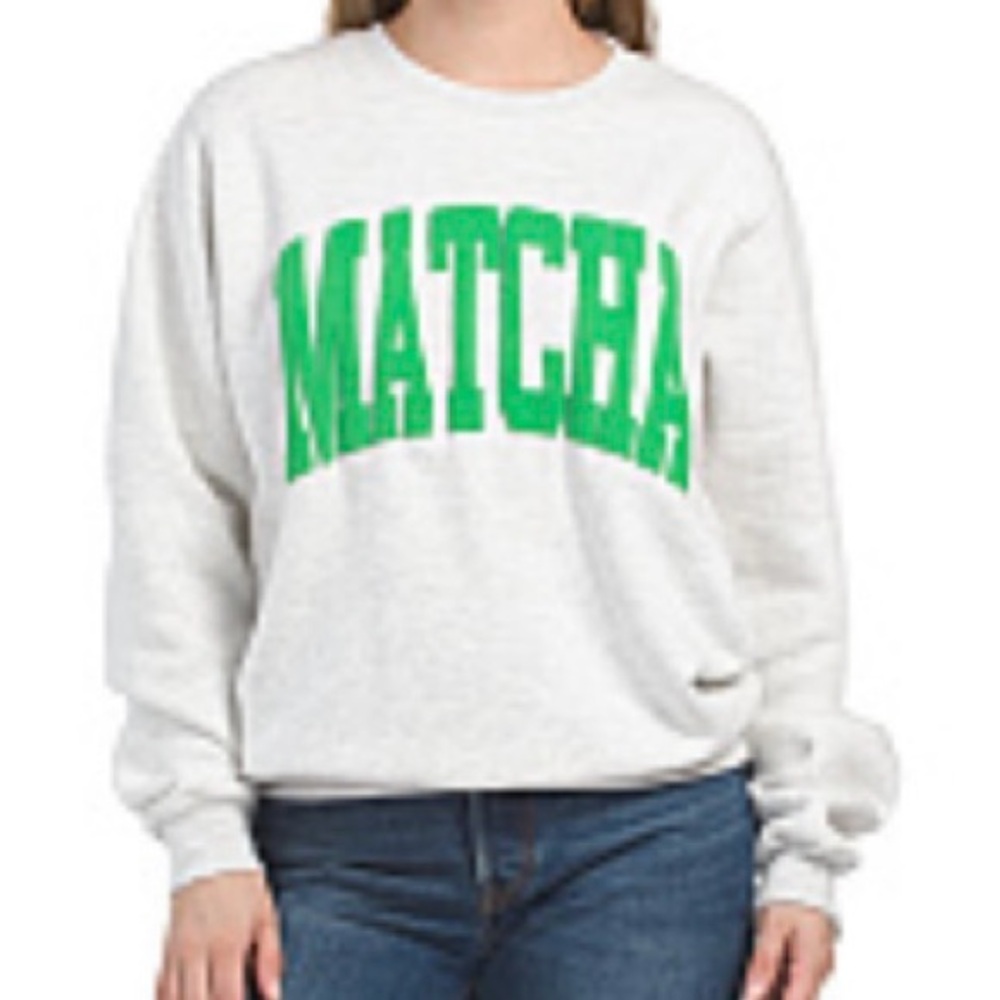 Matcha Women's White and Green Sweatshirt